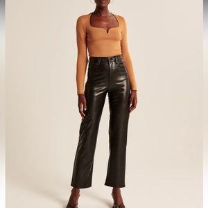 ABERCROMBIE Leather Ankle Straight Pant